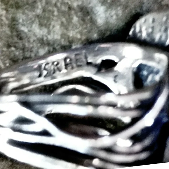 Vintage Sterling Silver Kyanite & Pearl Modern Abstract Ring- 7 - Picture 4 of 5